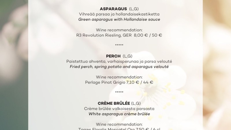 GLO Grill Kitchen Season Menu: Asparagus 17.4.-12.6.2024