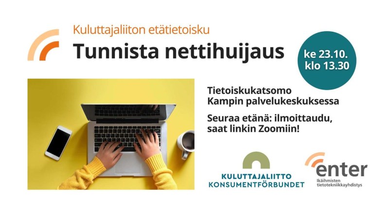 Verkkoluento: Tunnista nettihuijaus