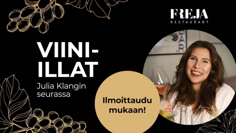 Viini-illat Julia Klangin seurassa Ravintola Frejassa